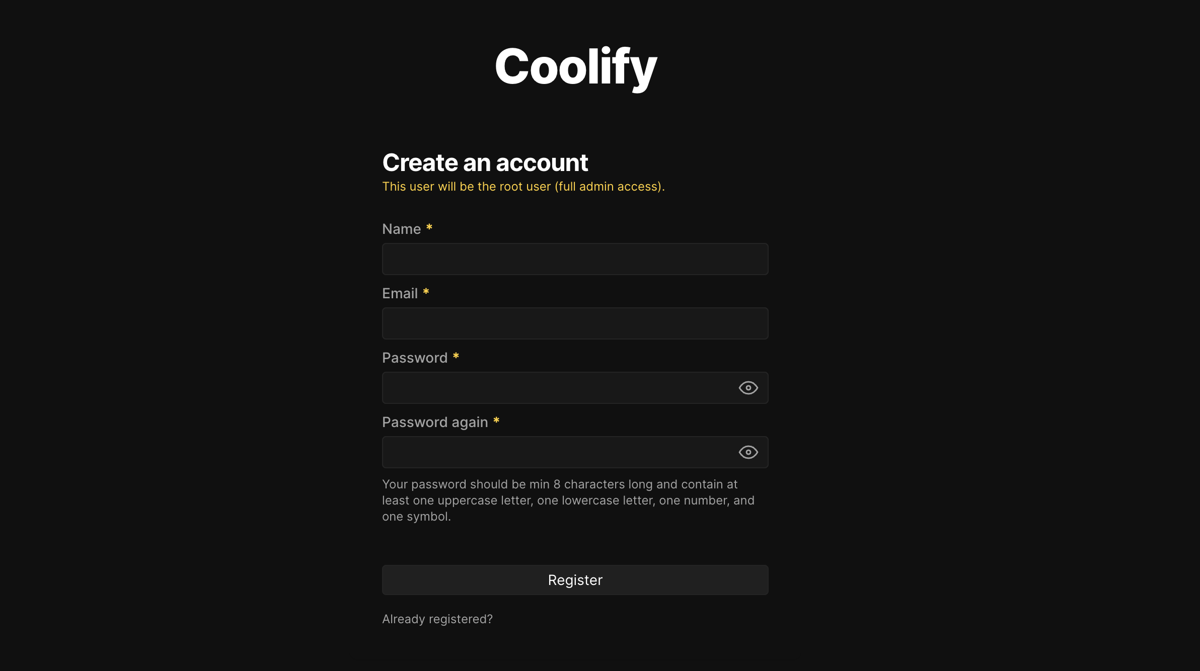 create coolify account
