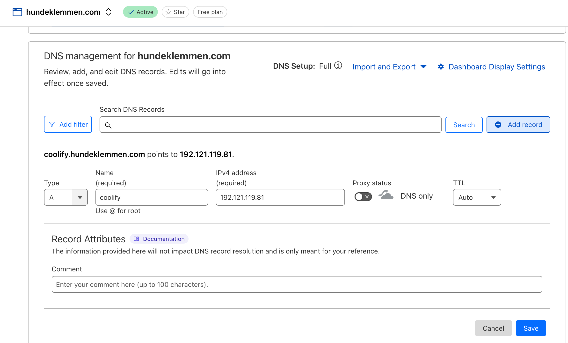 cloudflare dns setup